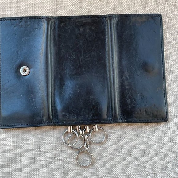 Cocomeister Signature Key Chain Black Leather Key Holder Bag Trifold Key Fob - Picture 4 of 10